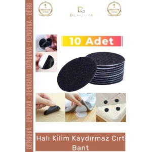 #CırtBant Halı Kaydırmaz Ped Yıkanabilir Tekrar Kullanılabilir Güçlü Sabitleyici 5 cm 10 Adet Cırt Bant