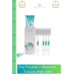#MacunTutucu Otomatik Diş Macunu Sıkacağı Hijyenik Banyo Düzenleyici Pratik Vantuzlu 5 Adet Fırçalık Askı Seti