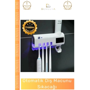 #DişfırçasıTutucusu Güneş Enerjili Akıllı Sterilizatör Diş Macunu Dispenseri Delmesiz Pratik 4 Adet Fırçalığı Tutucu