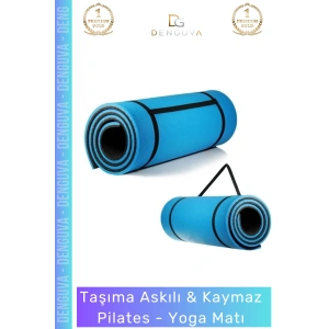#YogaMinderi Taşıma Askılı Konfor Kamp Pilates Yoga Spor Kaymaz Meditasyon Minderi 16mm Mat
