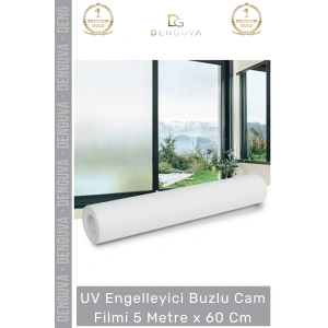 #CamFilmi Buzlu UV Engelleyici Güneş Korumalı Gizlilik Sağlayan Dekoratif Cam Filmi 5 Metre x 60 Cm