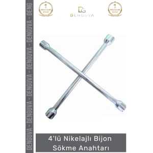 #BijonAnahtarı İstavroz Çelik Dörtlü Tekerlek Somun Sıkma Açma Pratik Nikelajlı Bijon Sökme Anahtarı