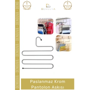 #PantolonAskısı Dayanıklı Elbise Dolabı Düzenleyici Kaymaz Kavramalı Paslanmaz Krom Pantolon Askısı