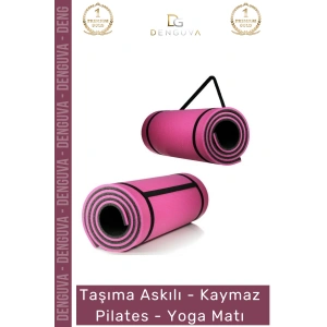 #YogaMatı Profesyonel Yoga Meditasyon Çift Taraflı Kaymaz Taşıma Askılı 10mm Minderi Pembe Siyah Mat