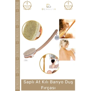 #DuşFırçası Lüks Doğal Selülit Önleyici Yumuşak At Kılı Saplı Vücut Masajı Uzun Banyo Duş Fırçası