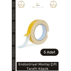 #KöpükBant Çift Taraflı Güçlü Yapışkanlı Sabitleyici Endüstriyel Montaj Köpük Bant 10mt - 5 Adet