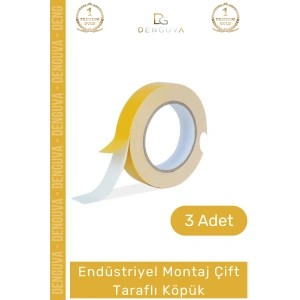 #KöpükBant Çift Taraflı Güçlü Yapışkanlı Sabitleyici Endüstriyel Montaj Köpük Bant 10mt - 3 Adet