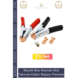 #TakviyeMaşası Güçlü Yaylı Büyük Boy Artı Eksi Takviye Seti Profesyonel Akü Takviye Kablo Maşası Pensesi