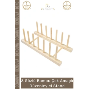 #AhşapStand Bambu Ahşap Mutfak Tabaklık Tabak Bardak Kurutmalık Ofis Amaçlı Düzenleyici 8 Gözlü Stand