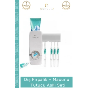 #FırçalıkSeti Otomatik Diş Macunu Sıkacağı Hijyenik Banyo Vantuzlu 5 Adet Fırçalık Askı Seti