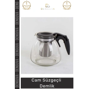 #Demlik Isıya Dayanıklı Borosilikat Şeffaf Modern Tasarım Pratik Cam Süzgeçli Demlik 1.1 Litre