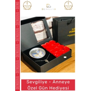 #İnciKolye Kırmızı Kokulu Güllü Tasarım Kutulu Sevgililer Günü Hediye İstiridye İnci Kolye Seti