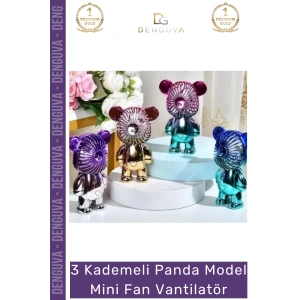 #MiniVantilatör USB Şarjlı Portatif Masaüstü Güçlü Sessiz Soğutucu Şık Panda Model Mini Fan Vantilatör