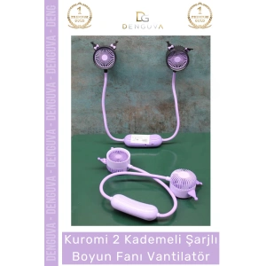 #Vantilatör Kuromi Anime Tasarım 2 Kademeli Esnek 360 Derece Kawaii Şarjlı Boyun Fanı Vantilatör