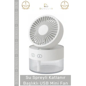 #MiniFan Şarjlı LED Işıklı Sulu Masaüstü Soğutucu Nemlendirici Katlanır Başlıklı USB Mini Fan