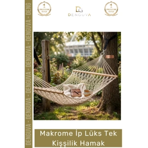 #Hamak Bahçe Balkon Teras El Örgüsü Makrome İp Dayanıklı Konforlu Ahşap Çıtalı Lüks Tek Kişilik Hamak