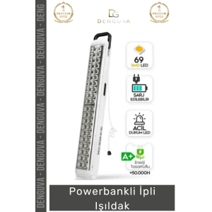 #İpliIşıldak Şarjlı Kamp LED Aydınlatma Taşınabilir Güç Kaynağı Acil Durum Powebankli İpli Işıldak