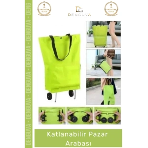 #PazarArabası Pratik Fonksiyonel Tekerlekli Alışveriş Taşıma Çantası Kamp Katlanabilir Pazar Arabası