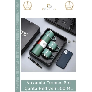 #ÇelikTermos Isı Korumalı Sızdırmaz Vakumlu Paslanmaz Çelik Termos Set Çanta Hediyeli 550 Ml