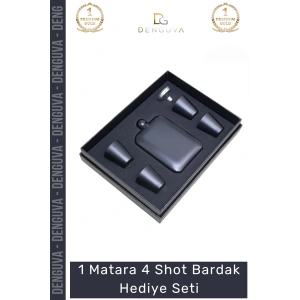 #ShotTermos Çelik Matara Kahve Muhafaza Kutusu Paslanmaz Piknik Outdoor 4 Shot Bardak Hediye Seti