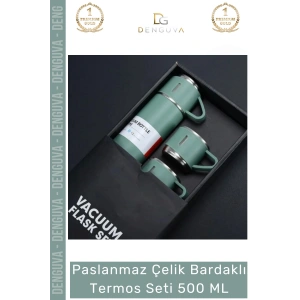 #BardaklıTermos Paslanmaz 304 Vakumlu Yalıtımlı Sızdırmaz Kamp Ofis Çelik Bardaklı Termos Seti 500 ML