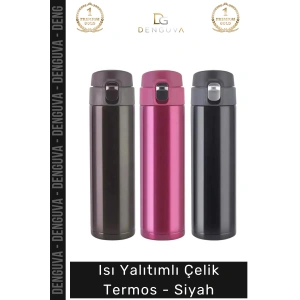 #Termos Paslanmaz Vakumlu Yalıtımlı Sızdırmaz 304 Kalite Dayanıklı Şık Çelik Termos Siyah