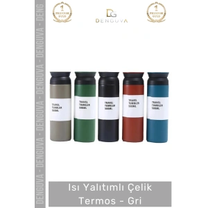 #Termos Vakumlu Paslanmaz Sızdırmaz Sıcak Soğuk Tutucu Dayanıklı Ergonomik Çift Katmanlı Çelik Termos Gri