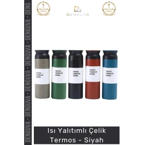 #Termos Mat Paslanmaz Modern Tasarım Üstün Vakum Isı Yalıtımı Dayanıklı Şık Çelik Termos Siyah