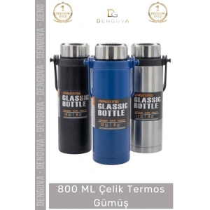 #Termos Paslanmaz Isı Muhafazalı Vakumlu Sızdırmaz Outdoor Kamp 800 ML Çelik Termos Gümüş