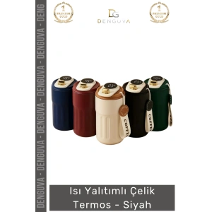 #Termos Paslanmaz Vakum İzolasyonlu Sızdırmaz Mat 304 Kalite Taşınabilir Çelik Termos Siyah