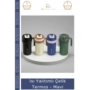 #Termos Sızdırmaz Vakumlu Isı Korumalı Paslanmaz Dayanıklı Ergonomik Modern Şık Çelik Termos Mavi