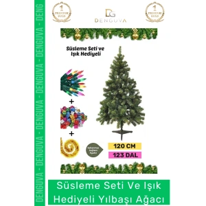 #NoelPaketi Lüks Sık Yapraklı Yeşil Çam Ağacı Kaliteli Yılbaşı Dekorasyon Noel Paketi 120 Cm 123 Dal