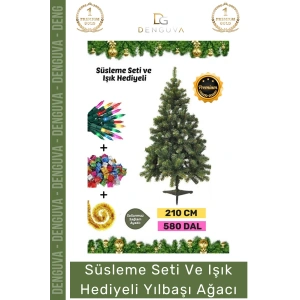 #NoelPaketi Yılbaşı Çam Ağacı Sık Dallı Kaliteli Lüks Dekoratif Büyük Boy Noel Paketi 210 Cm 580 Dal