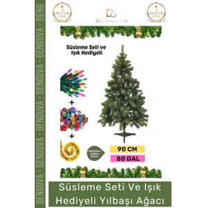 #NoelPaketi Kaliteli Sık Yapraklı Yeşil Yılbaşı Çam Ağacı Dekoratif Yeni Yıl Noel Paketi 90 Cm 80 Dal
