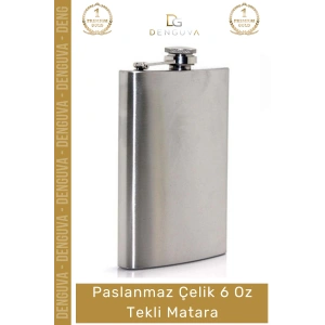#Matara Paslanmaz Çelik Yerli Üretim Dayanıklı Konyak Viski 6 Oz Tekli İçecek Matara Şişesi