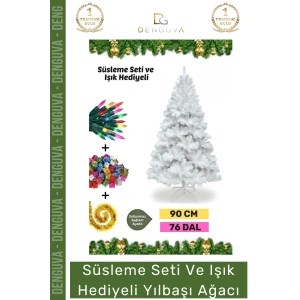 #NoelPaketi Lüks Dekoratif Kaliteli Plastik Ayaklı Sık Yapraklı Yeşil Canlı Yeni Yıl Noel Paketi 90 Cm 76 Dal