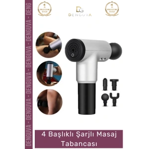 #MasajTabancası Profesyonel Sessiz Titreşimli 4 Başlıklı Taşınabilir Kas Gevşetici Şarjlı Masaj Tabancası