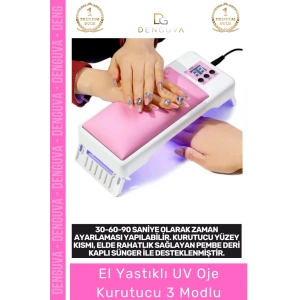 #OjeKurutucu Pembe Deri Kaplı Dijital Ekranlı Profesyonel Zaman Ayarlı Ergonomik Yastıklı UV Jel Oje Kurutucu