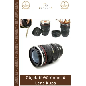 #LensBardak Paslanmaz Çelik Lens Tasarım Isı Yalıtımlı Siyah 300ml Objektif Çay Termos Mug Bardak