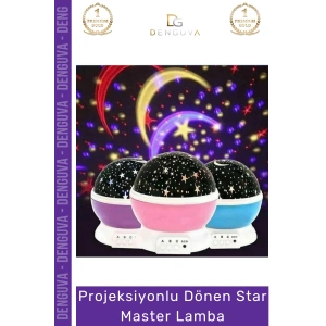 #ProjektörLamba Projektör Gece Lambası Çok Renkli Döner Başlıklı USB Pilli Şık Çocuk Bebek Odası Lamba