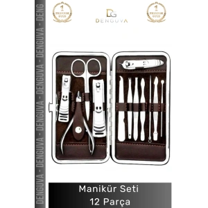 #ManikürSeti Profesyonel Paslanmaz Çelik Deri Çantalı Tırnak Bakım Hijyen Manikür Seti 12 Parça