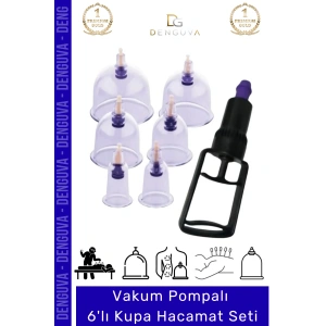 #HacamatSeti Profesyonel Vakumlu Pompalı Sağlık Detoks Dayanıklı Hijyenik Hacamax 6 Adet Kupa Seti