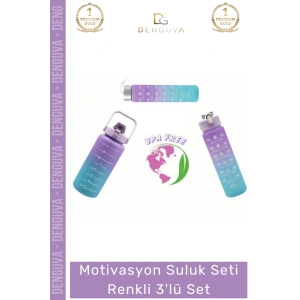 #Suluk Sağlıklı Tritan BPA İçermeyen Sızdırmaz 2000ml 750ml 300ml 3lü Motivasyon Suluk Seti