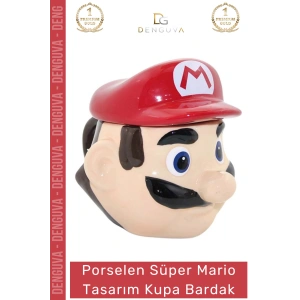 #Bardak Porselen Şık Tasarım Dekoratif Hediyelik Mutfak Ofis Aksesuar Mario Kupa Bardak 12*10 Cm
