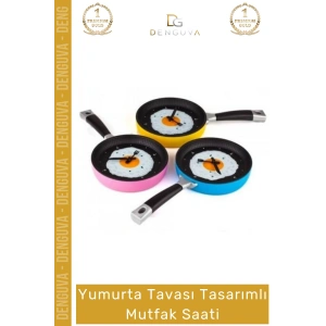 #Saat Dekoratif Tasarım Modern Teflon Görünümlü Şık Hediye Duvar Yumurta Tavası Mutfak Saati