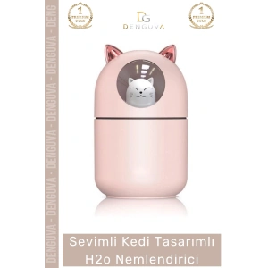 #Nemlendirici Sevimli Kedi USB Sessiz Işıklı Kompakt Masaüstü Ultrasonik Tasarımlı H2o Hava Nemlendirici