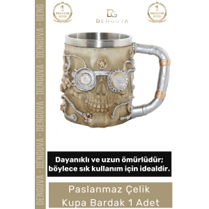 #ÇelikKupa Paslanmaz Tasarım Şık Dekoratif Hediyelik Kaliteli 225 ml Çelik Kupa Bardak 11*14 Cm
