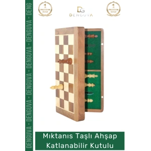 #Satranç Mıknatıslı Ahşap Katlanabilir Dekoratif Strateji Zeka Hediyesi Kutulu Satranç Oyunu 35 Cm
