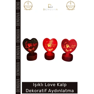 #Aydınlatma Dekoratif Simli Ledli Parti Süslemeleri Hediye Kutusu Işıklı Love Kalp 3lü Set