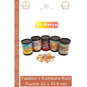 #Puzzle Eğitici 80 Parça Yapboz Çocuk Gelişim Seti Zeka Oyunu Kumbara Rulo Puzzle 22 x 31,5 cm